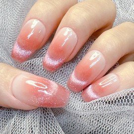 Shy Peach Handmade Nail Tips - Medium Oval / 수줍은 복숭아 수제네일팁 - 미디움오벌