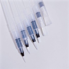 Aoerway Water Brush Pen Set, 6 Pieces, Professional Art Tools with Various Tip Sizes, Clear