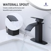 VAPSINT Black Waterfall Bathroom Faucet, Modern Matte Black Single Handle