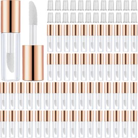 100 Mini Tubo de Brillo de Labios Transparente de 1.2 ml Botellas de Contenedores de Brillo de Bálsamo Labial Vacíos Recargables Mini Envases de Pintalabios para Mujeres Niñas (Oro Rosa)