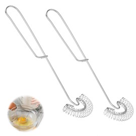 2Pcs Stainless Steel Egg Whisk,Flat Spring Coil Whisk,Egg Beater Whisk,Gravy Sauce Whisk,Small Whisk Whipper Spiral Whisk,Egg Frother Milk Beater Blender Cooking Tools for Kitchen Baking