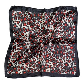 Kiran Fashion Satin Silk Scarf Small Plain Neckerchief Headband Wrap Square Shiny 50cm X 50cm (Black Leopard)