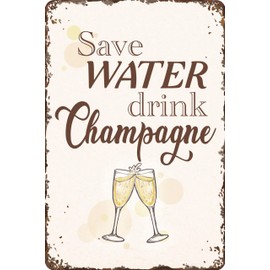 30 x 20 cm Blechschild – lustiger Spruch - Save Water drink Champagne