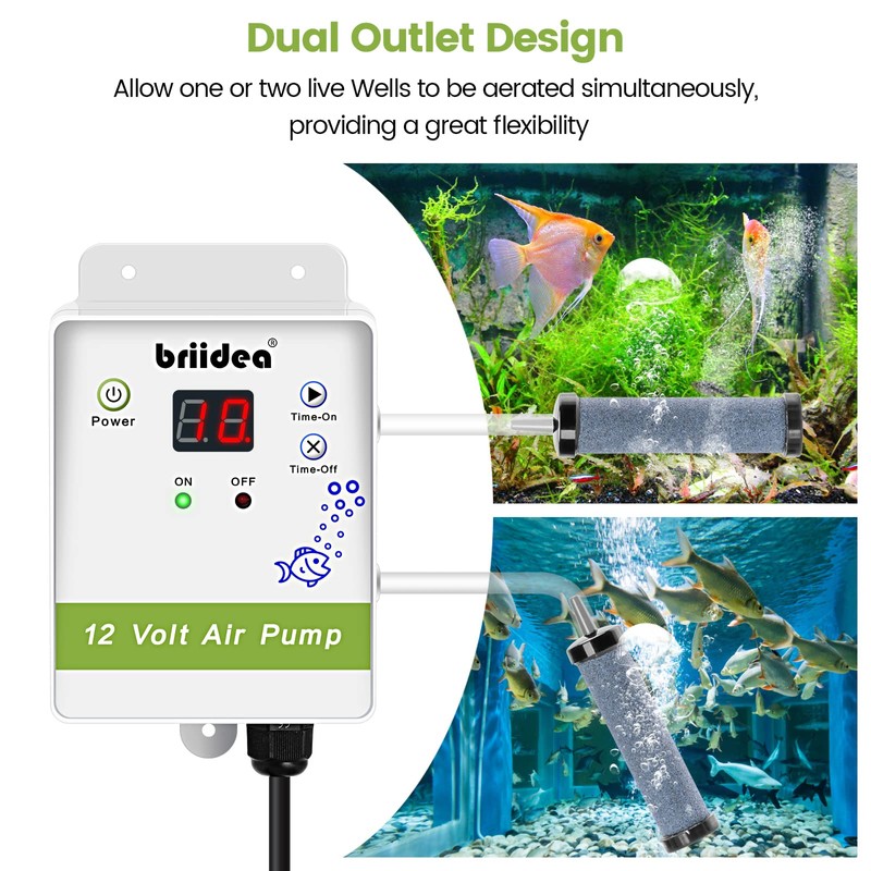 Aerator for Bait Bucket, Briidea 12 Volt Livewell Aerator Pump