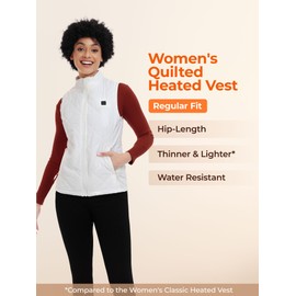 ORORO Quilted Heated Vest for Women, Lightweight Quilted Heating Vest with USB-C Rechargeable Battery (White,L)