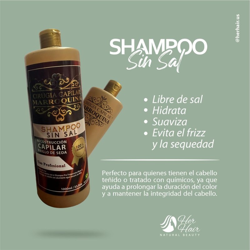 Shampoo Sin Sal Marroquina Chocolate| Sulfato Free | Alcohol Free