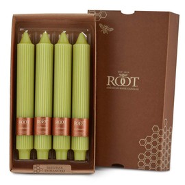 Root Unscented Grecian Collenettes Dinner Candles, 9-Inch Tall, Box of 4, Willow