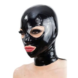 GREEFEI Latex Hood Mask for Men Women,Natural Rubber Mask with Back Zipper Handmade,Cosplay Masquerade Accessories L