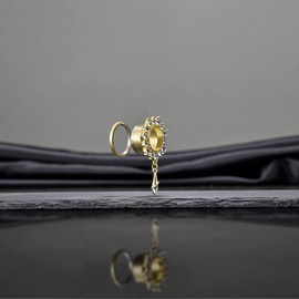 KUBOOZ Gemme Flower Drop Eyelets Gold-Plated Stainless Steel Flare Screw Return Ear Tunnel Plugs Gauge, Stainless Steel, Stainless Steel