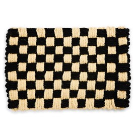 MACKENZIE-CHILDS Woven Check Entrance Mat, Decorative Outdoor Coir Doormat, 24" x 36"