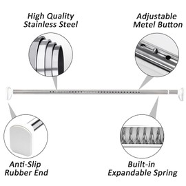 Oxdigi Tension Curtain Rods Adjustable Shower Curtain Rod Spring Tension 83.1-102.8 Inches, Curtain Rod No Drill No Rust Antislip Heavy Duty for Bathroom, Window, Closet, Room Divider, Stainless Steel