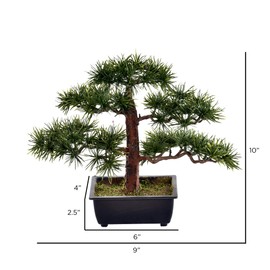 Vickerman Everyday 10" Artificial Potted Guest Greeting Pine Bonsai Tree - Lifelike Home Office Decor - Faux Indoor Potted Tabletop Tree