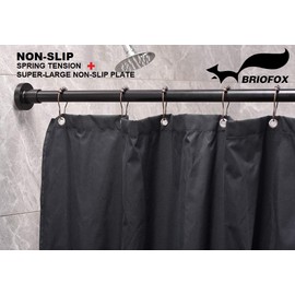BRIOFOX BRIOFOX Shower Curtain Rod 43-73 Inches Matte Black, Never Rust and Non-Fall Down Spring Tension Rod, Stainless Steel