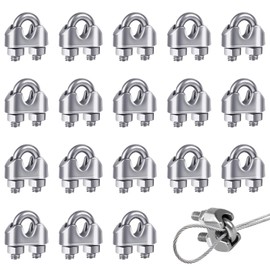 18 PCS Wire Rope Clip Cable Clamp M3 U Bolt Clamp Ø 3mm (1/8") Sturdy 304 Stainless Steel U Bolt Saddle Fastener for Wire Rope Cable Garden Industry Gym