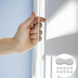 Roller Blind Chain, 10 Metres White Pearl Chain Replacement Part, Blind Chain Replacement Chain, with 10 Pieces Chain Connectors, Continuous Chain for Repair Roller Blind, Blinds, Vertical Blinds