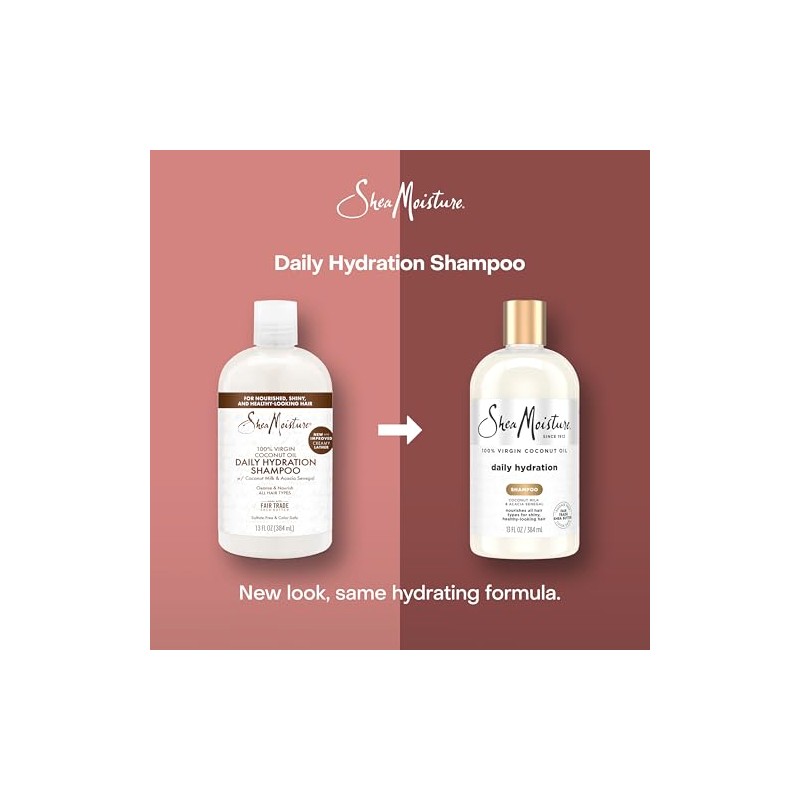 SHEA MOISTURE Daily Hydration Shampoo, Blanco, Coco, 384 Mililitro
