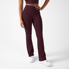 YITTY Active Women's UltraLuxe Kick Flare High Waist Legging, Athleisure, 4-Way-Stretch, Burgundy, S, Regular