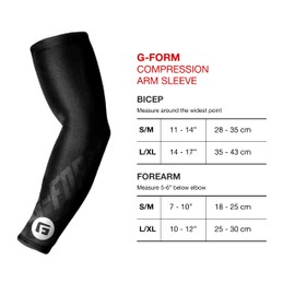 G-Form Compression Arm Sleeve - Moisture Wicking Arm Sleeves for Baseball, Basketball & More - Elbow Sleeves with Flat Seams - Black, Adult S/M, black