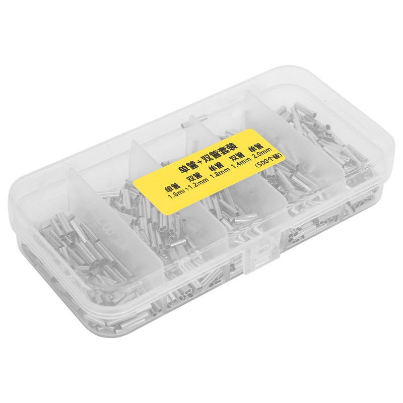 500PCS Single Double Barrel Crimping Sleeve Fishing Line Wire Leader