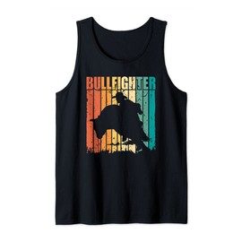 Bullfighter, Retro Sunset Rodeo Clown Bullfighting Graphic Tank Top