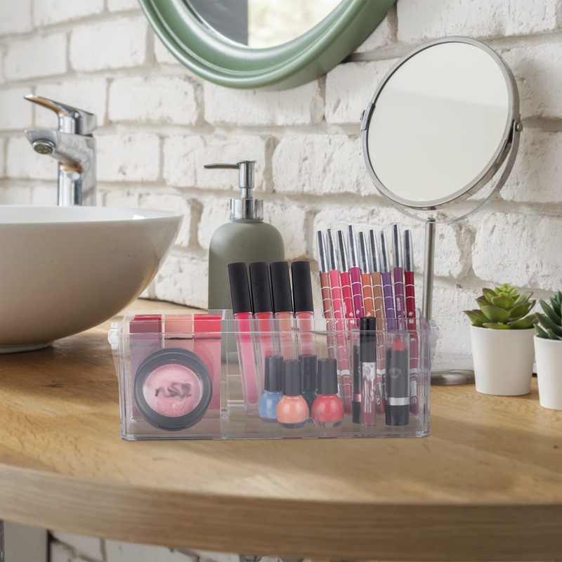 Relaxdays 4 Compartments Plastic Desk Organizer & Cosmetic Storage Portable