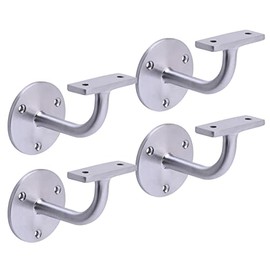 HANDLEZONE® 4 Pack Heavy Duty Handrail Bracket for Stair Bannister, Wood and Steel Handrail - Satin Chrome