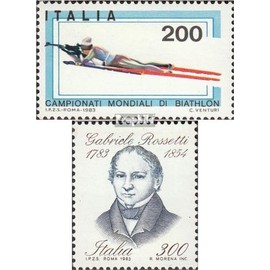 Prophila Collection Italy 1825, 1826 (complete edition) stamped 1983 Biathlon, Rossetti (stamps for collectors) winter sports (ski/ice hockey/bob)