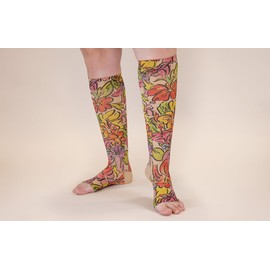 Lymphedivas Bahama Mama Beige Medical Graduated Compression Sock Pair 15-20mmHg (Short Open-Toe 15-20 mmHg Large)