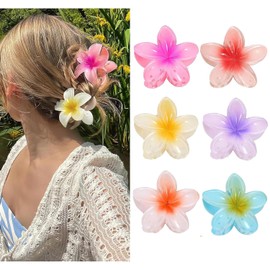 Pack of 6 Flower Hair Clips, Flower Hair Claw Clips, Large Flower-Shaped Claw Clips, Non-Slip Flower Hair Clips, Large Claw Hair Clips for Women, Thick/Thin Hair