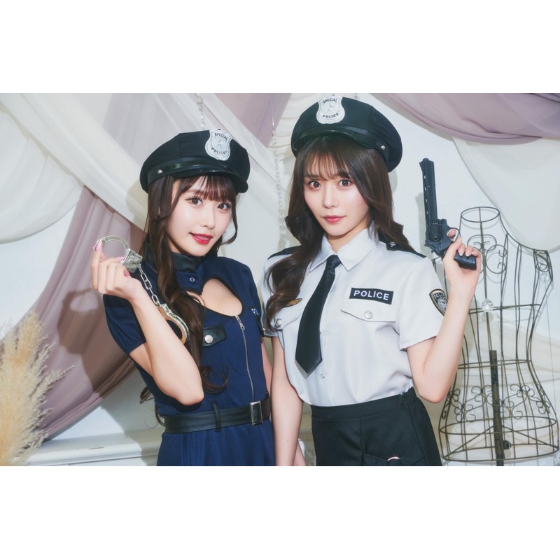 Clear Stone Cosplay Black Police Hat, Unisex, Black