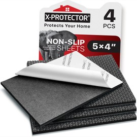 X-Protector Rubber Sheet - 4 PCS Non Slip Pads 4 x 5 - Black Anti Skid Pads - Universal Self-Adhesive Rubber Grips - Premium Feet for Keyboard, Appliances