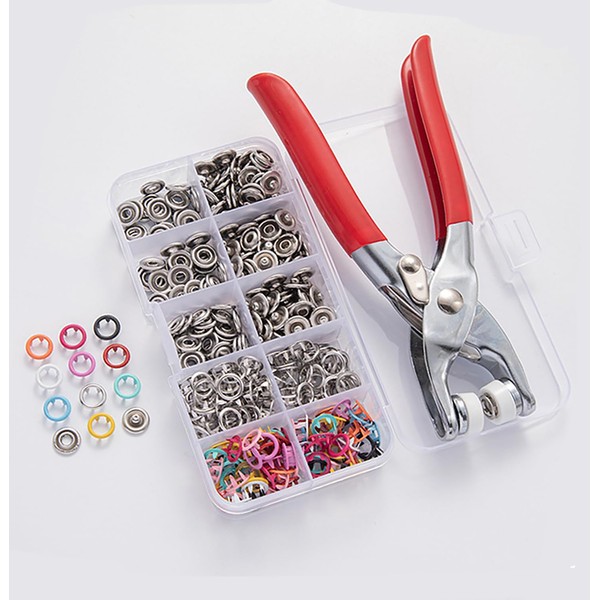 Metal Snap Buttons Kit with Fastener Pliers Press, 400PCS 9.5mm