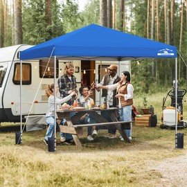Tisetrail 10x10ft Pop Up Canopy Tent - Instant Shelter, Easy Outdoor Sun Shade for Events, Parties, Camping, Portable Outdoor Canopies, Silver Coated Top UPF 50+, 4 Weight Bags - Blue