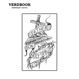 VERDBOOK Waterproof Temporary Tattoos: 2-Sheet Tattoo Kit with Realistic Body Stickers, Semi-Permanent Tattoos for Adults Lasting 7-15 Days – Safe for Men & Women, Flaming Trinity