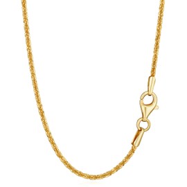 NKlaus Diamond Interlaced: 925 Silver Yellow Gold Plated Criss Cross Necklaces, 42 cm, 45 cm, 50 cm, 1 mm Width - Iridescent Elegance for Any Occasion, Gold