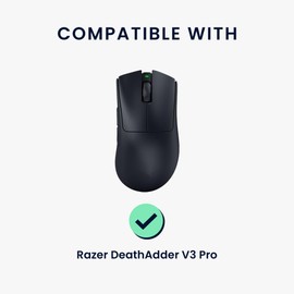 kwmobile Mouse Grip Tape Compatible with Razer DeathAdder V3 Pro Grip Tape - Non-Slip Faux Leather - Black