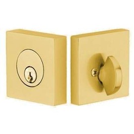 Emtek 8469-US4 Satin Brass Square Deadbolt, Key Lock