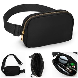 Crossbody Fanny Pack for Women Men,Fashion Running Waist Packs with Adjustable Strap 32" to 51",Waterproof 1L Mini Belt Bag for Woman Men,Black Crossbody Bag for Workout Hiking Running Cycling Travel