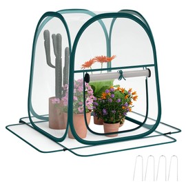 Outsunny Mini-Gartengewächshaus, Mini-Pop-up-Gewächshaus aus durchsichtigem PVC, Überwinterungszelt für drinnen oder draußen, für Gemüse, Pflanzen, Blumen, 70 x 70 x 80 cm