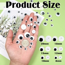 TOAOB 172pcs Wiggle Googly Eyes Round Black White Plastic Safety Doll Eyes Craft Eyes 8mm 10mm 12mm 15mm 18mm 20mm for Soft Doll Making DIY Craft Plush Animal