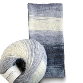 Gradient Colored Wool Yarn for Crocheting & Knitting, Multi-Colored Soft Long Pile, 38% Wool 40% Nylon 22% Acrylic Blend Rainbow Yarn, for Crochet Scarf, Hat and Garments (XBDS-57, 1 Ball)