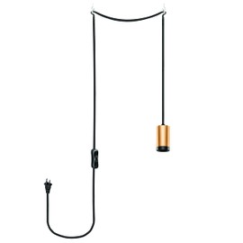 Next Glow 10ft Pendant Light Cord – Vintage Socket and Woven Fabric Cord – Pendant Light kit with Switch and Plug, Pendant lamp Cord DIY Single Hanging Light fixtures Standard E26 Socket (Plug-in)