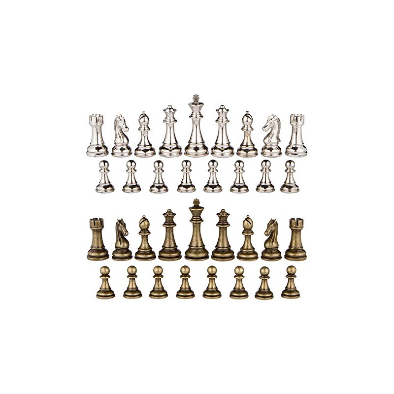 Neptune Silver and Bronze Metal Chess Pieces with 3.5 Inch