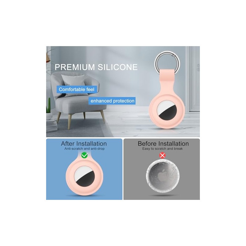 4-Pack Silicone AirTag Holder with Keychain for Kids and Pets