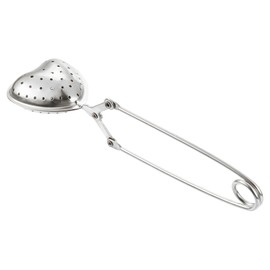 sourcing map 1 Pcs Heart Snap Tea Ball Infuser with Handle, Loose Tea Steeper, Stainless Steel Tea Strainer for Brew Loose Leaf Tea, Silver