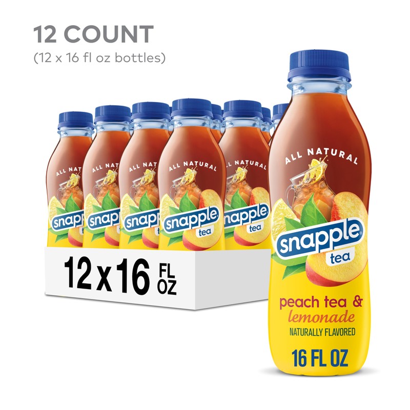 Snapple Peach Tea Lemonade, 16 fl oz, Pack of 12