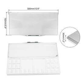 PATIKIL 24 Wells Paint Storage Box, Airtight Folding Detachable with 3 Extra Area Painting Palette for Watercolor Gouache Acrylic Oil Paint, Silver