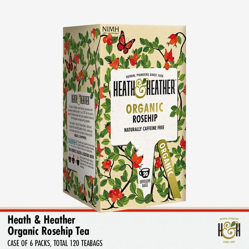 Heath & Heather Organic Rosehip Teabags | Individually Wrapped Caffeine-Free