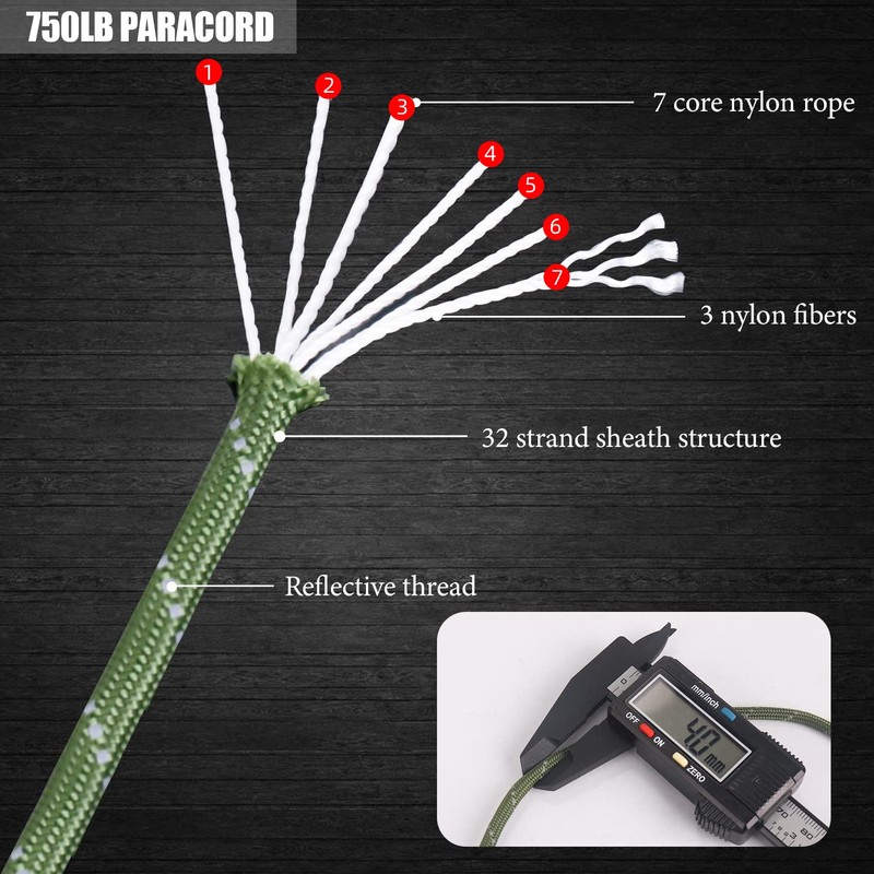 Nylon 750Lb Paracord 4mm Cord - 50m Parachute Cord with