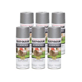 Rust-Oleum 7213830-6PK Stops Rust Hammered Spray Paint, 12 oz, Silver, (Pack of 6)